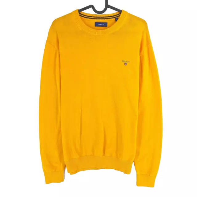 GANT Jaune Classique Coton Col Rond Pull TAILLE