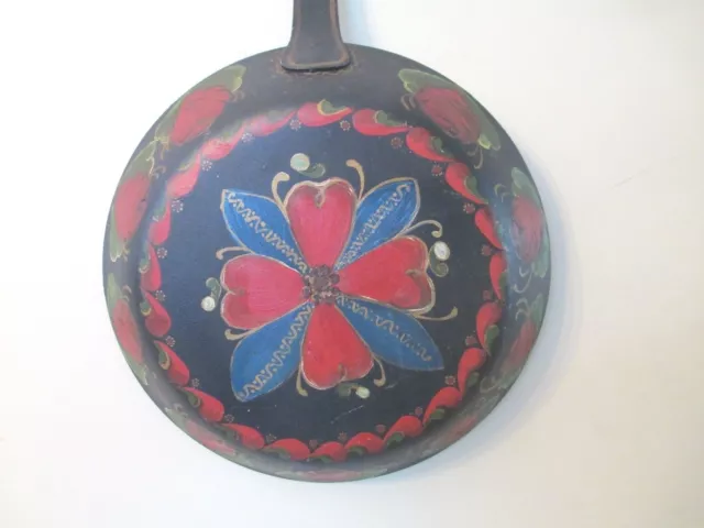 folk art FRYING PAN painted SKILLET Pennsylvania Dutch HUGE tole-ware LARGE old!