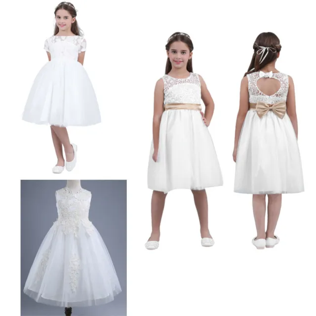 Flower Girl Dress Kids Pageant Wedding Bridesmaid Birthday Party Formal Gown