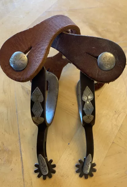 Rare! Early, Inside Marked O. CROCKETT Silver overlay Spurs