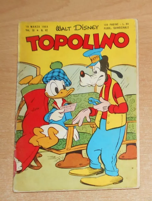 Ed.mondadori  Serie  Topolino   N°  62  1953   Originale  !!!!!