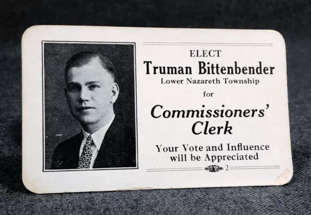 Truman Bittenbender for Commissioners Clerk Political Advertising Business Card