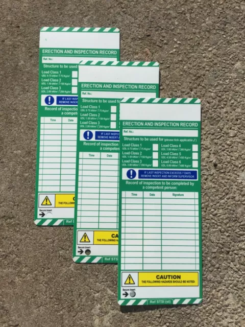 Scafftag Inspection Tag for Scaffold Towers Site Systems Kits Inserts