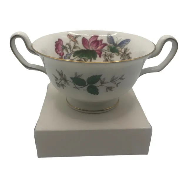 Wedgwood Charnwood Soup Bowl Bone China Footed Cream Floral Inside Gold Trim Ret