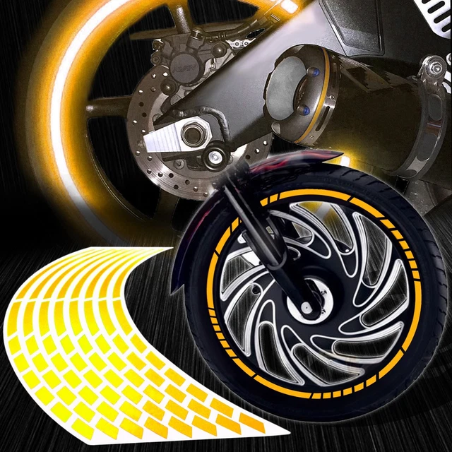 16/17/18" Reflective Rims Tape/Wheel Rim Decal Pattern Strips Sticker Set Yellow