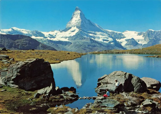 Zermatt Switzerland, The Matterhorn Findelen Fluhalp Stellisee, Vintage Postcard