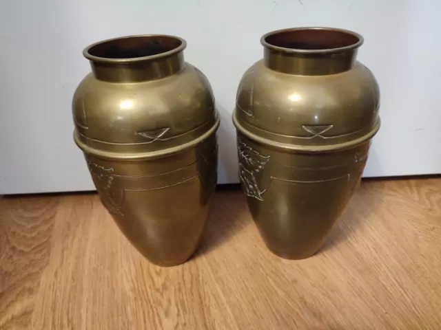 Superbe Paire Vases anciens en métal alliage Laiton,  cuivre ciselé - CERISES 🍒 2