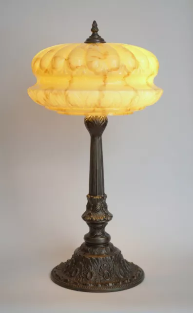 Jugendstil Lampe Tischleuchte "SANSSOUCI" Unikat Opalglas Leuchte