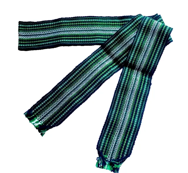 Ukrainian Krayka, Traditional Woven Belt, Thick, Green 186 cm