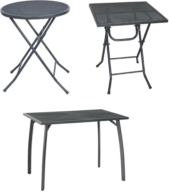 Table De Jardin Ronde Noire 60 Cm - Plastique PP, Résistante UV, Pour Balcon Terrasse - 14