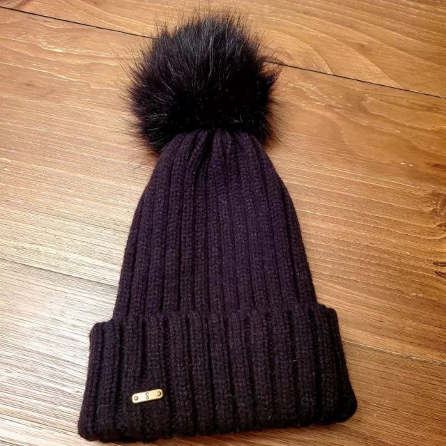 San Diego Hat Company Black Knit Beanie with Faux Fur Pom. Very cute!