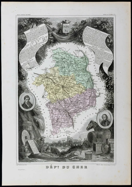 Carte Géographique Ancienne – Département De La Vienne – Gravure Levasseur – 1869 – Authentique