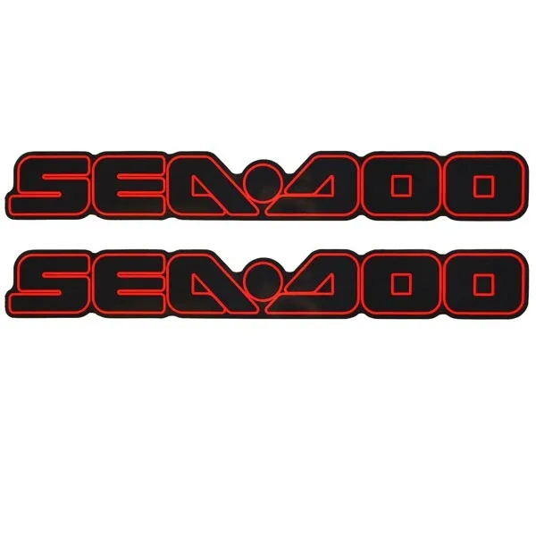 Sea-Doo Boat Logo Decal Stickers Black Red - Pair