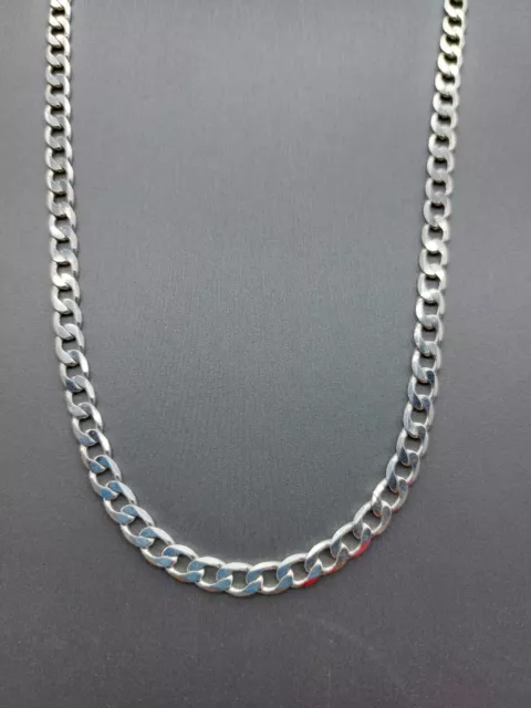 Signed Nautica Cuban Chain Necklace Silver Tone 28" Lobster Closure