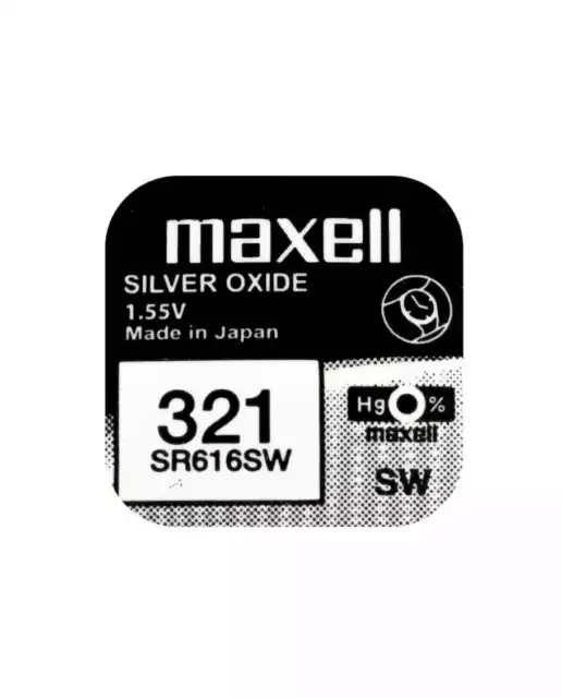 10 x Maxell 321 Uhrenbatterien 1,55 V SR616SW SR65 Knopfzelle RW 321 15mAh