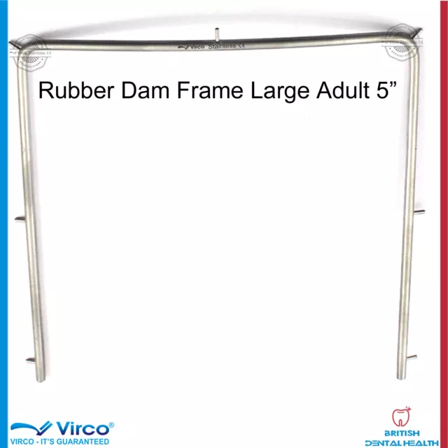 Dental Rubber Dam Frame Adult Large 5" Autoclavable Ortho Stainless Steel