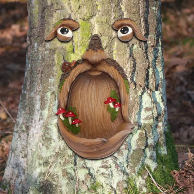 Décoration de jardin en forme de visage d'arbre, ornements d