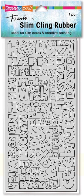 Slim Birthday Words Rubber Stamp