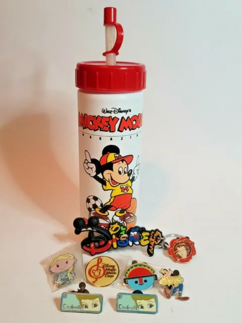 Disney Mixed Lot of 9 Trading Pins Water Bottle Keychain Mickey Mouse Princesses