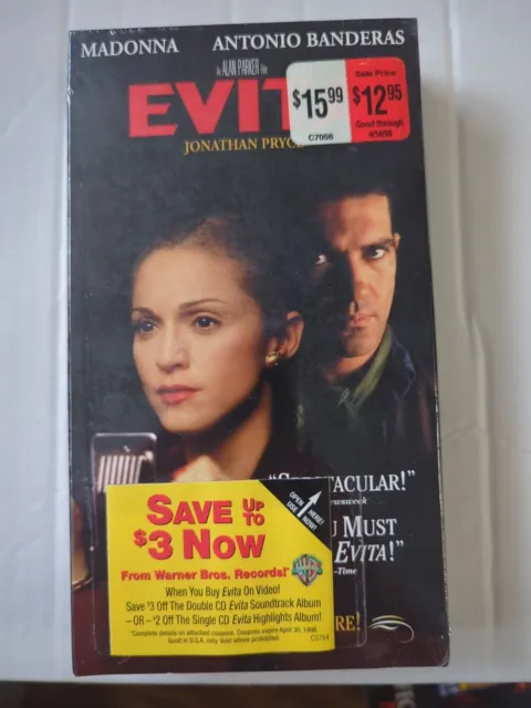 Evita (VHS, 1997) Madonna, Antonio Bandera Musical Sealed