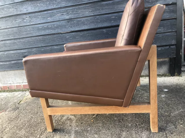 vintage retro Danish mid century brown leather DESIGNER chair armchair MCM