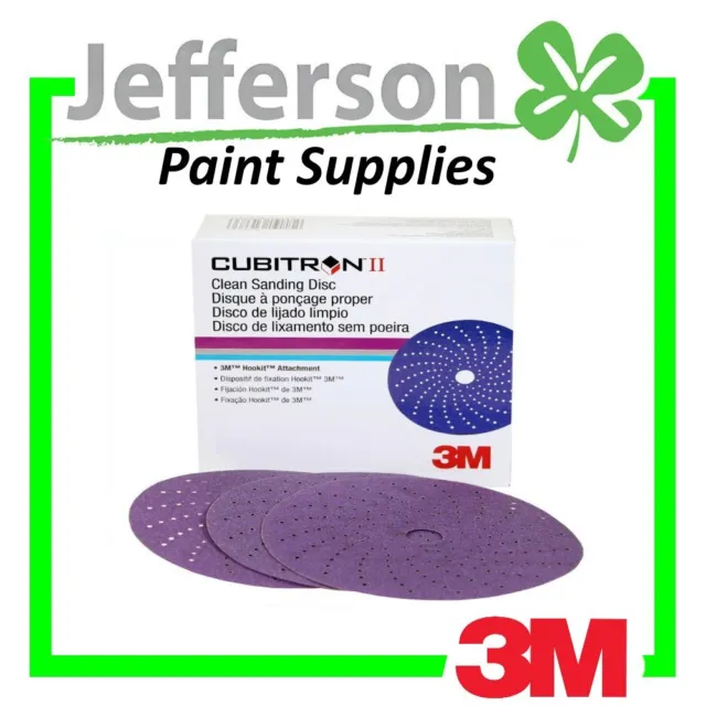 3M 30760 800 Grit Cubitron II Purple Clean Sanding 150mm 6" Hookit Disc x50 Pack