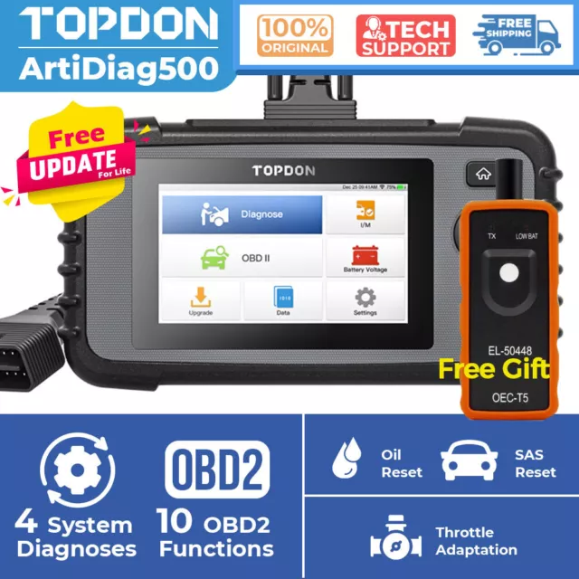 TOPDON AD500 OBD2 Scanner Check Engine ABS SRS Code Reader Car Diagnostic Tool