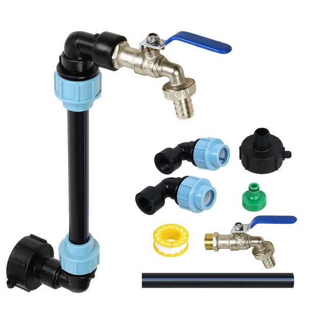 IBC Schwanenhals Auslaufhahn 3/4 - Messing Wasserhahn Mit 25cm Verlängerung Für Regentank