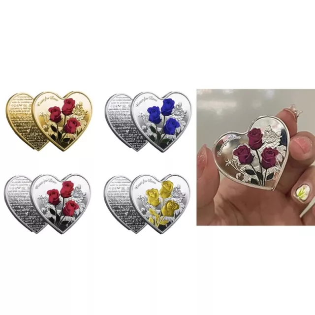 Heart-shaped Rose Metal Commemorative Coins 52 Types I Love You Confession Coins 2