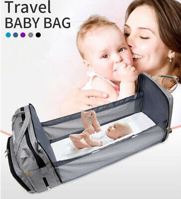 Large Changing Mummy Bag Maternity Nappy Diaper Crib Backpack Folding Baby Bed