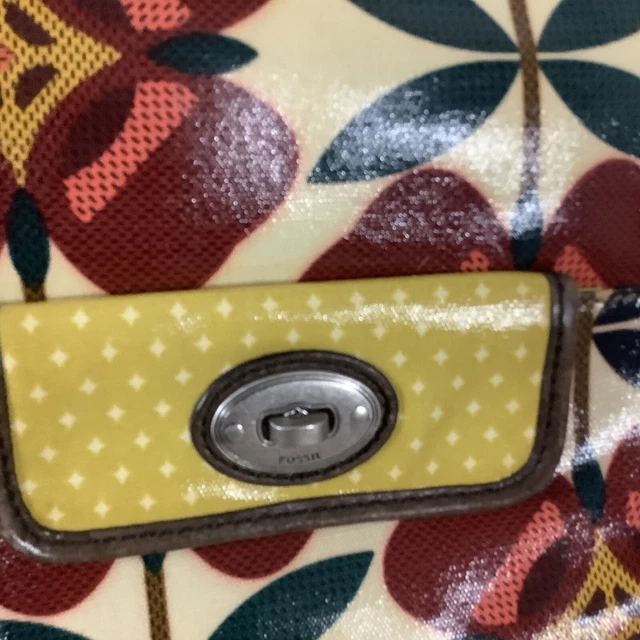 FOSSIL Key-Per Crossbody Satchel Bag Bold Floral Coated Canvas Floral Purse FOSSIL Key-Per Crossbody Satchel Bag Bold Floral Coated Canvas Floral Purse