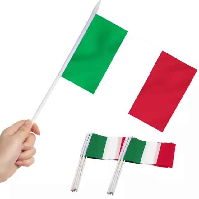 Anley Italy Mini Flag 12 Pack - Hand Held Small Miniature Italian Flags on Stick