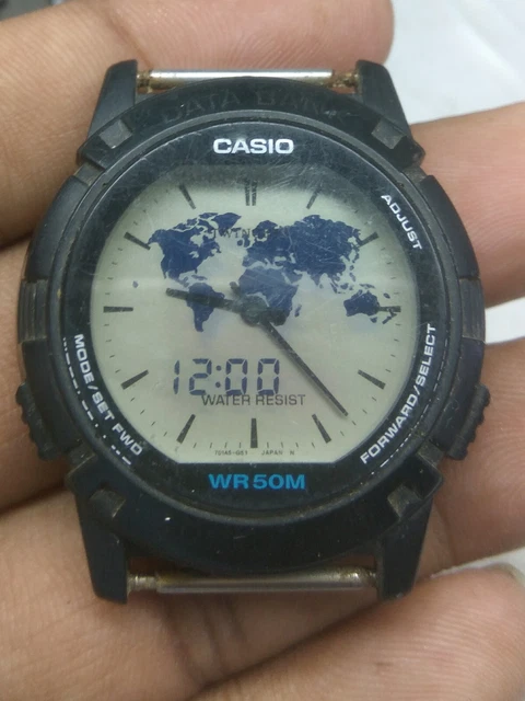 Used Casio (1349) Abx-20  Twincept Data Bank Digital Watch For Parts & Repairs##