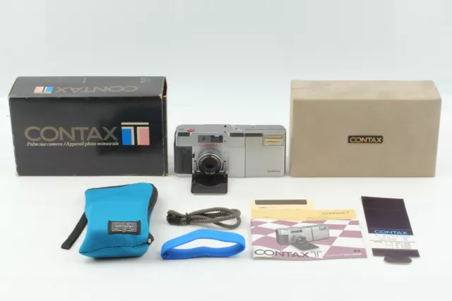 Read‼ All Works【Near MINT w/Box】Contax T Silver Film Camera T14 Flash From JAPAN