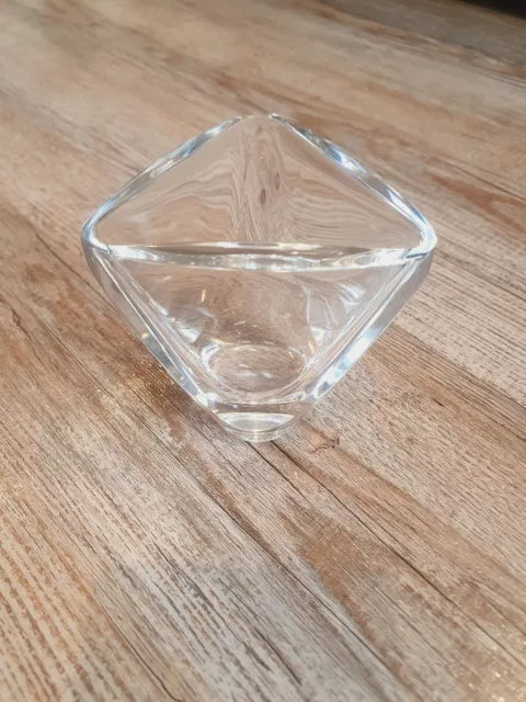 Val Saint Lambert Triangle Triangular Small Cut Glass Crystal Vase 3"