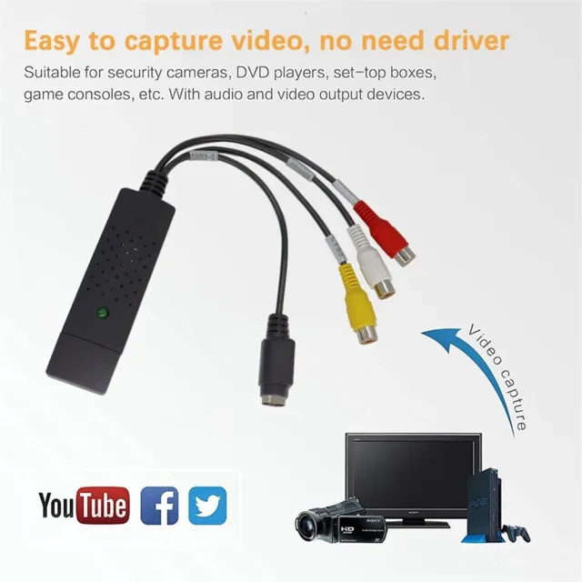 EasyCap Tarjeta de Captura de Audio y Vídeo USB 2.0, 4 Canales TV, DVD, VHS, DVR 3
