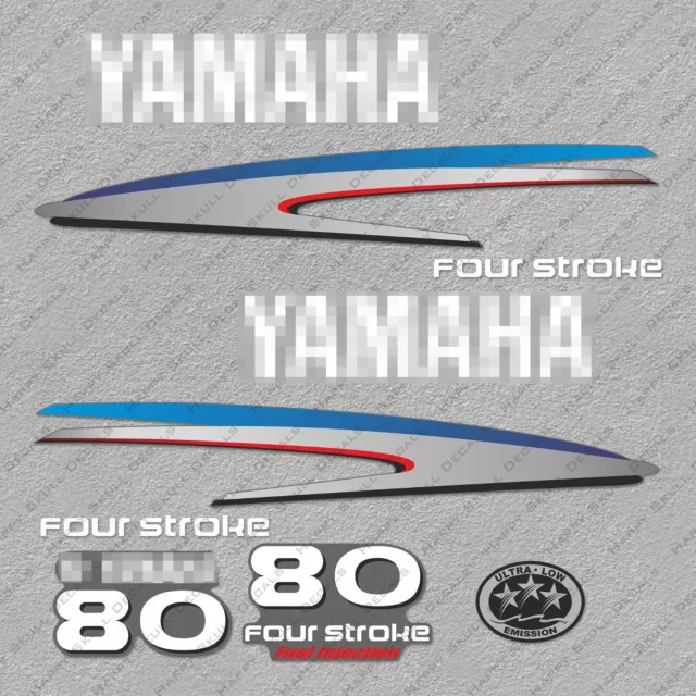 Yamaha 80HP Four Stroke Outboard Engine Decals Sticker Set reproduction 80 HP