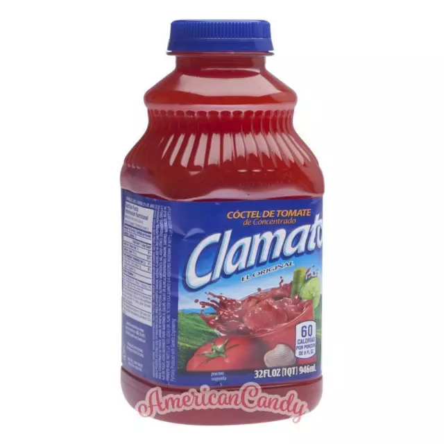 USA : 2x 946ml Clamato Tomate Juice 946ml Gewürzter Jus (9,51 €/L )