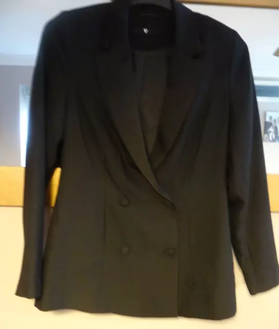 V by Very Black Blazer, Size 12, v neck collared, lined, Good condition