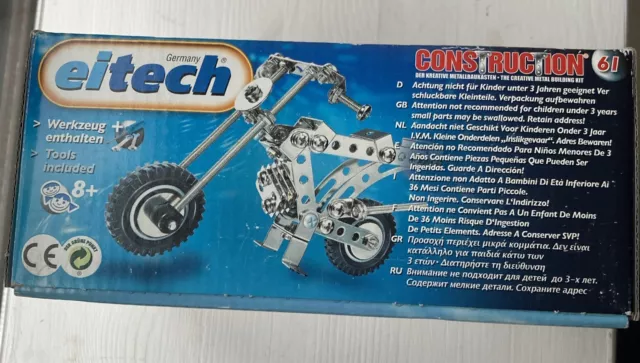 eitech C61 Starter Set Metallbaukasten Motorrad Construction ca 125 Teile Unbesp 2