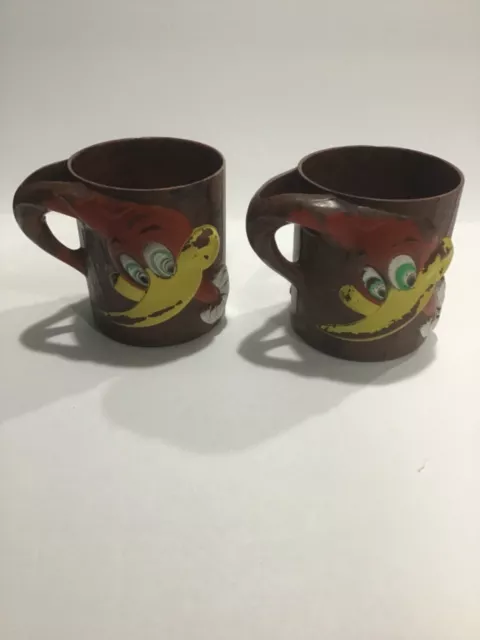 Vintage 1960's- Woody Woodpecker F&F Dieworks Plastic Cups Walter Lantz