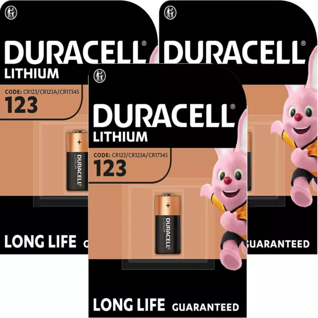 3 X Duracell Batterie au Lithium Photo Détecteur Et Autres CR123 1er-Blister