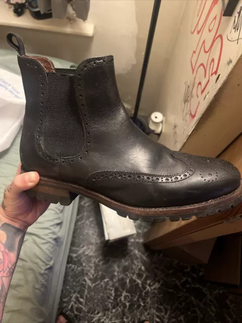 FRYE BOOTS GEORGE Lug Brogue Chelsea BLACK Size 11 Mens 250.00