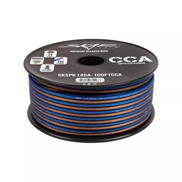 Skar Audio 14 Gauge CCA Car Audio Speaker Wire - 100 Feet (Matte Brown/Blue) 3
