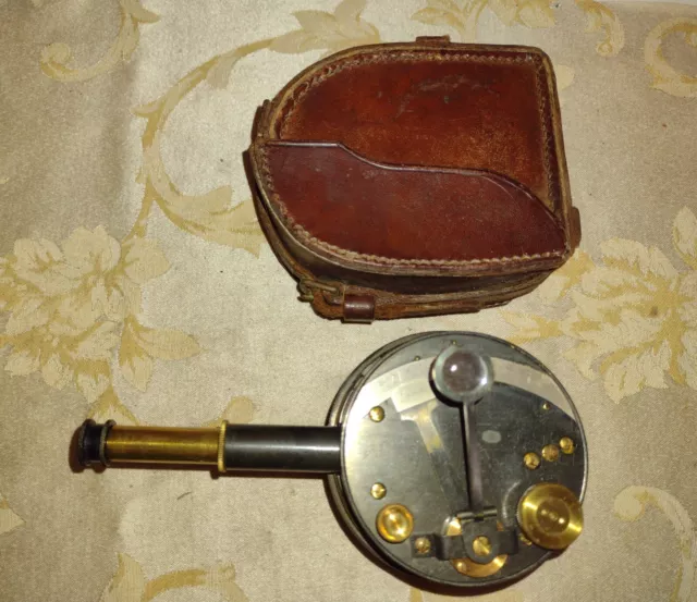Original Antique Brass 1918 Cased Pocket Sextant Marked U S Engineer Dept.