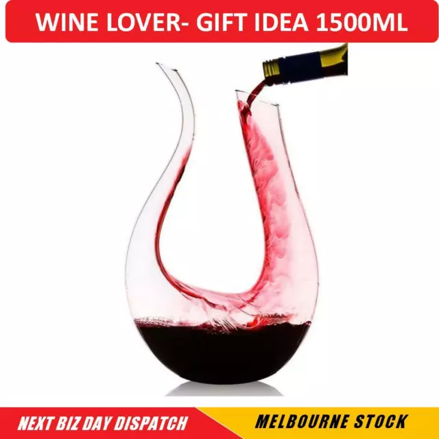 100% Lead-Free Glass Wine Carafe Hand Made Red Wine Decanter Carafe 1.5L