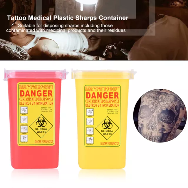 Tattoo Medical Plastic Sharps Container Biohazard Needle Disposal 1L Size Wa GIP
