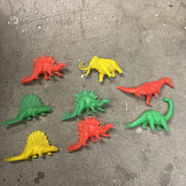 Lot Of 8 Vintage 1970's Marx Small Plastic Dinosaurs Prehistoric Mold