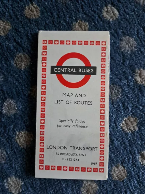 London Transport Central Buses - Map and List of Routes 1969