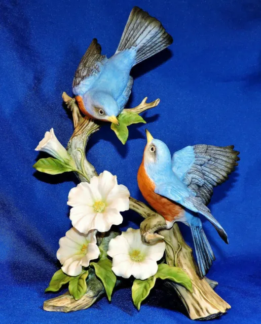 HOMCO  Masterpiece, Springtime Song,  porcelain Bluebirds bird figurine